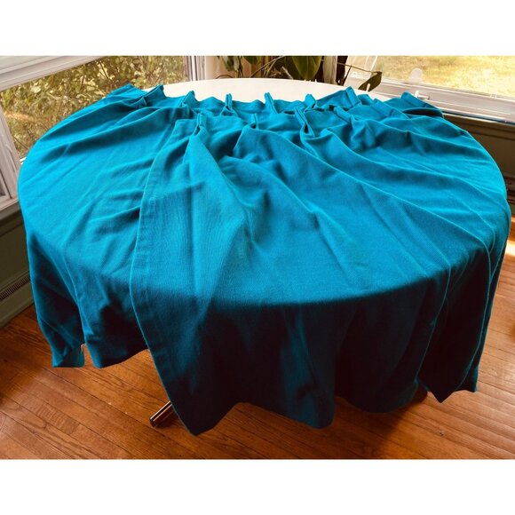 Vintage 70s pleated curtains, boho peacock blue jewel tone, pair Sears panels - Picture 4 of 10